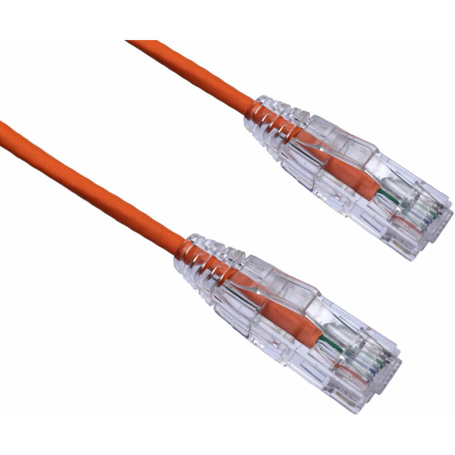 Orange CAT6A ethernet cable with clear snagless RJ-45 connectors showing bend-resistant design-alternate-image1