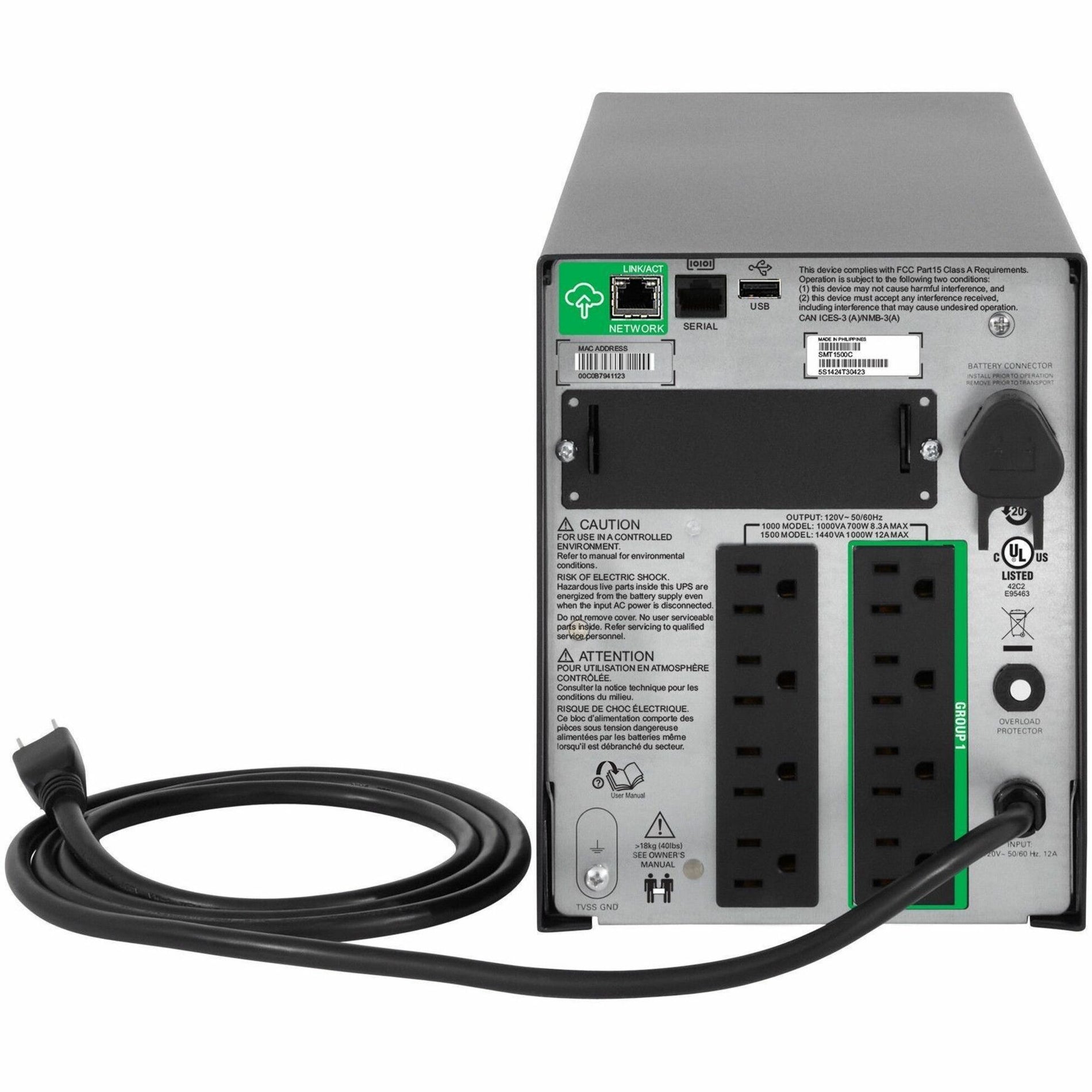 APC Smart-UPS 1500VA LCD 120V with SmartConnect (SMT1500C)