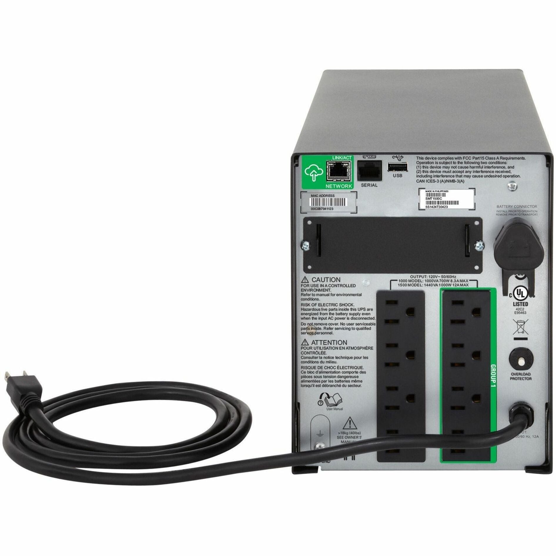 APC สมาร์ท-UPS 1000VA LCD 120V พร้อม SmartConnect (SMT1000C)