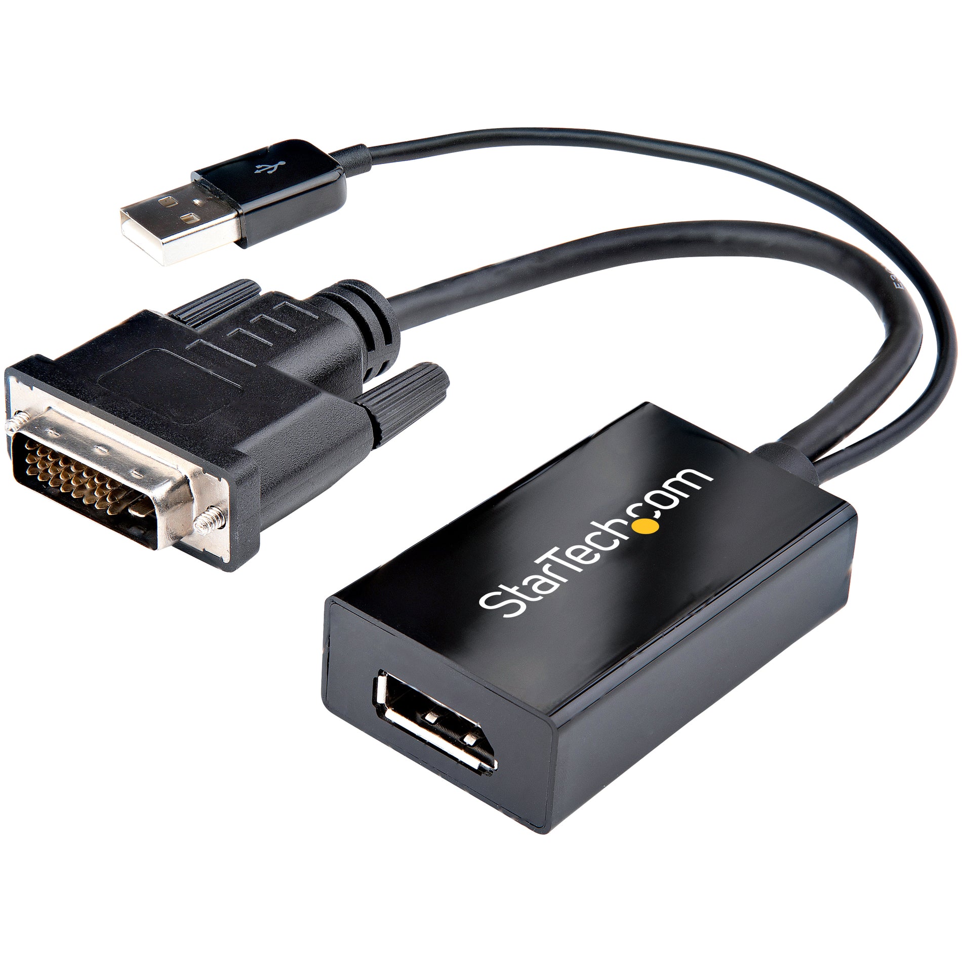 Close-up view of StarTech.com DVI to DisplayPort adapter showing connector details and branding-alternate-image2