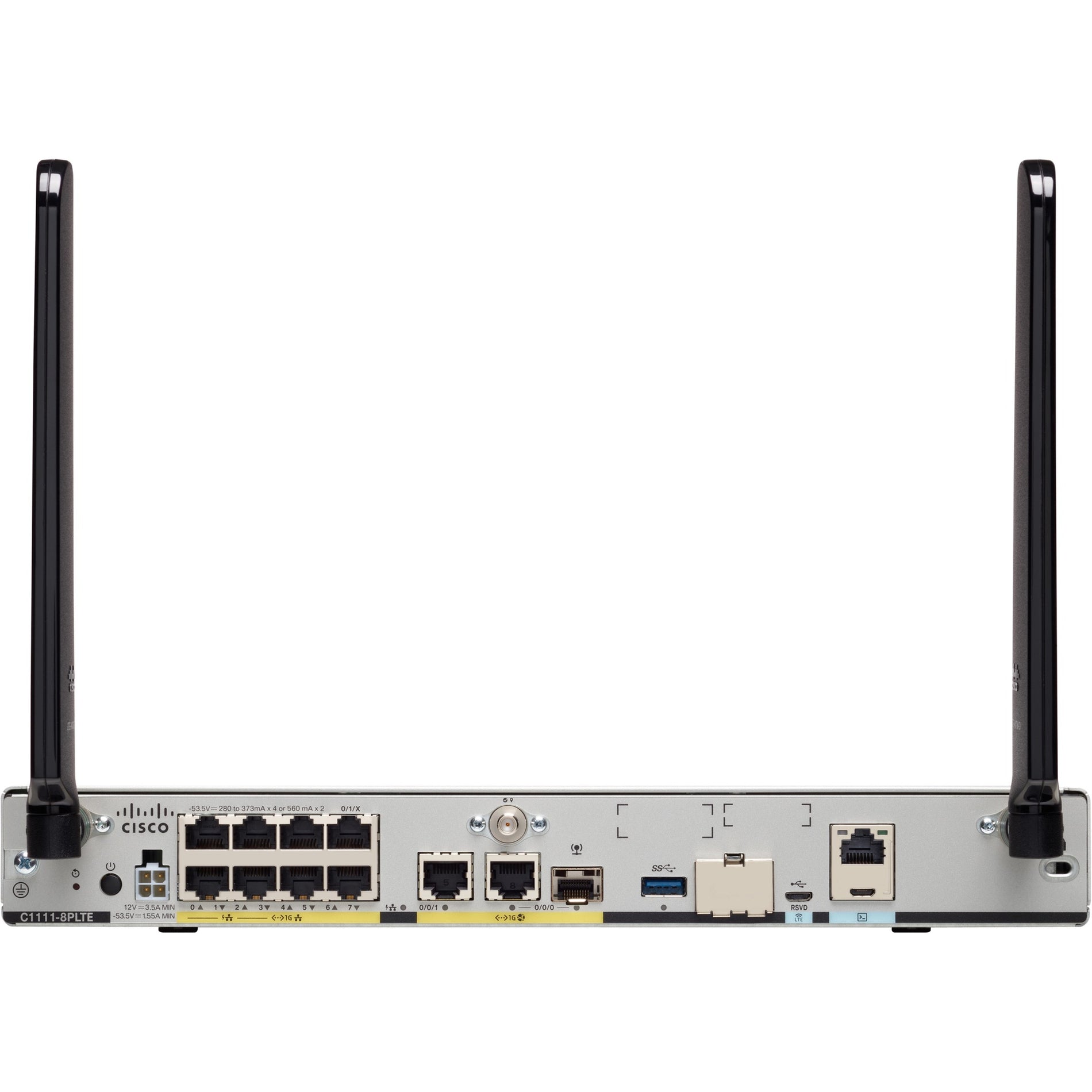 Rear view of Cisco C1111-8P router showing all available ports and interfaces-alternate-image4