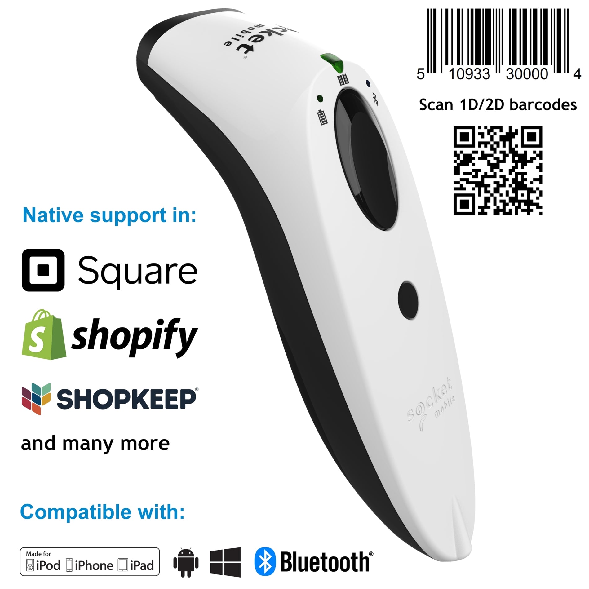 Socket Mobile SOCKETSCAN S740 2D BARCODE SCANNER WHITE (CX3419-1838)