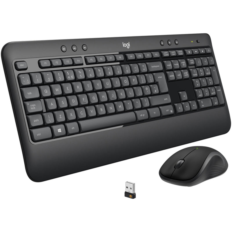 Logitech MK540 wireless keyboard and mouse combo with USB receiver in black