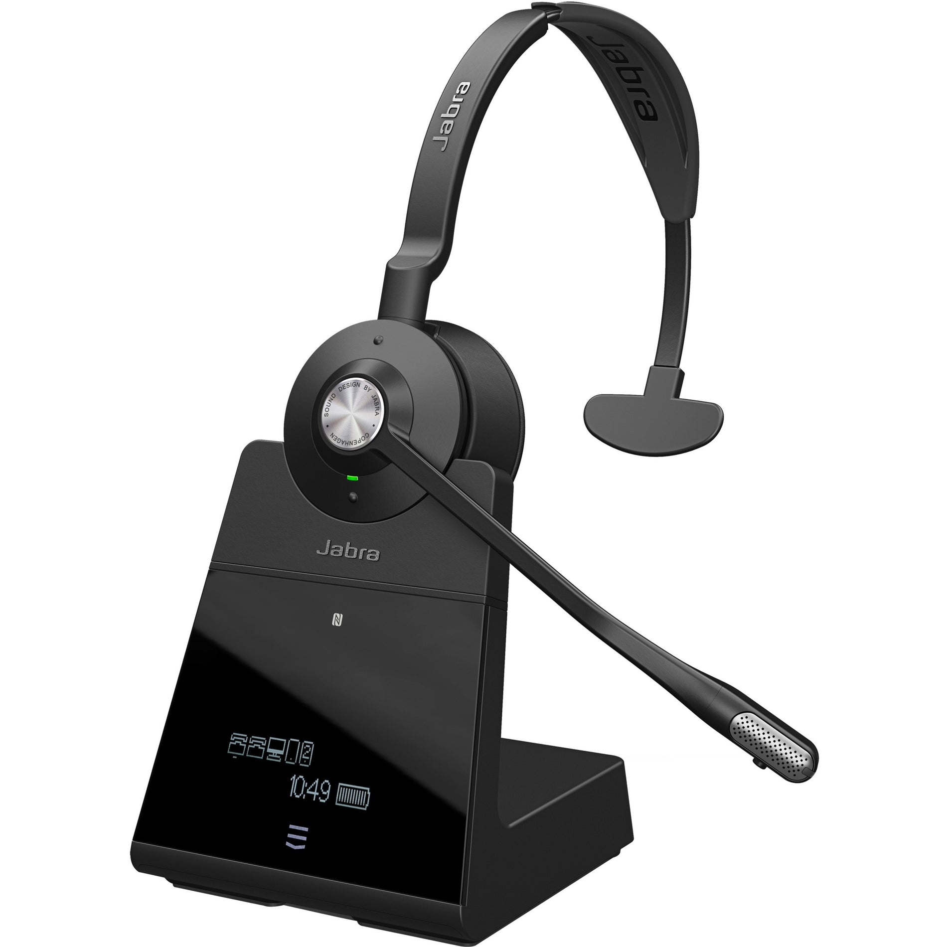 Jabra Engage 75 Mono wireless headset with charging base station featuring LCD display-alternate-image1