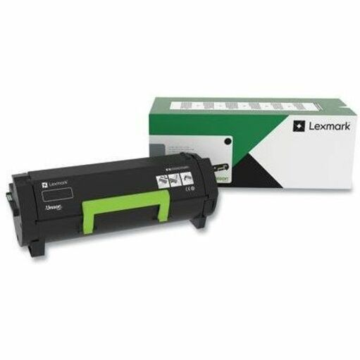 Lexmark 56F0X0G black toner cartridge with retail packaging showing product details