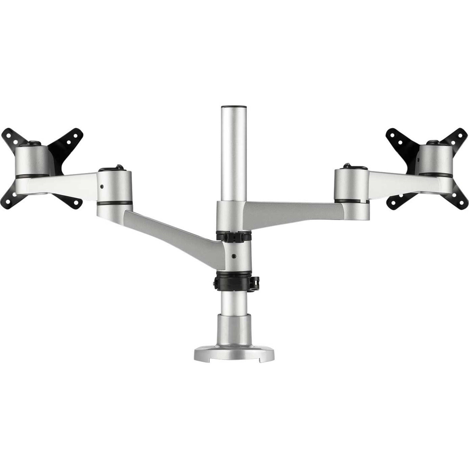 ViewSonic LCD-DMA-001 dual monitor mount featuring symmetrical arms and central column in silver finish-alternate-image1