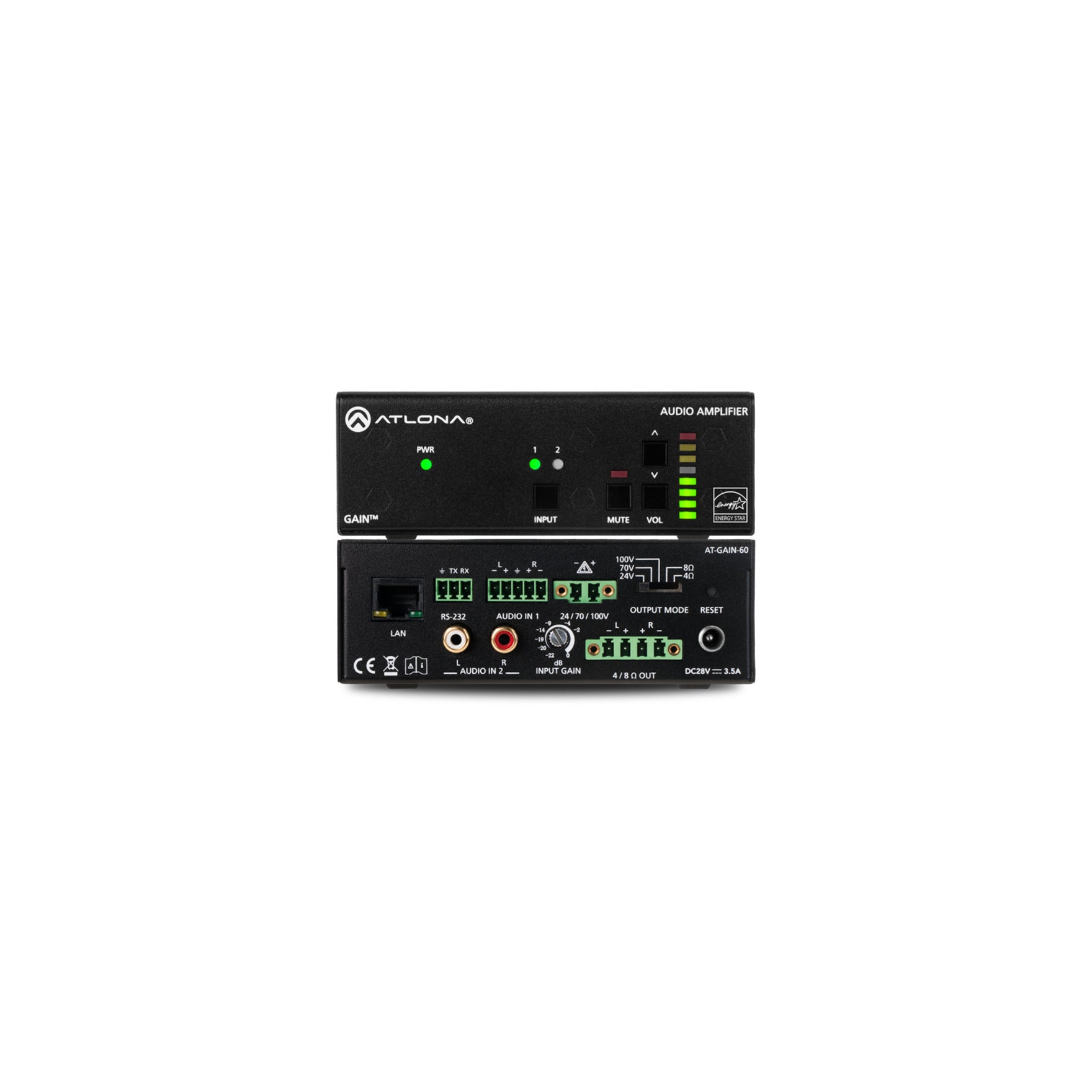 Atlona Gain AT-GAIN-60 Amplifier - 60 W RMS - 2 Channel