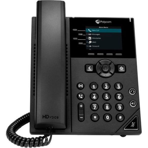 Poly VVX 250 4-line Desktop Business IP Phone with dual 10/100/1000 Ethernet ports. PoE only. Ships without power supply. (2200-48820-025)