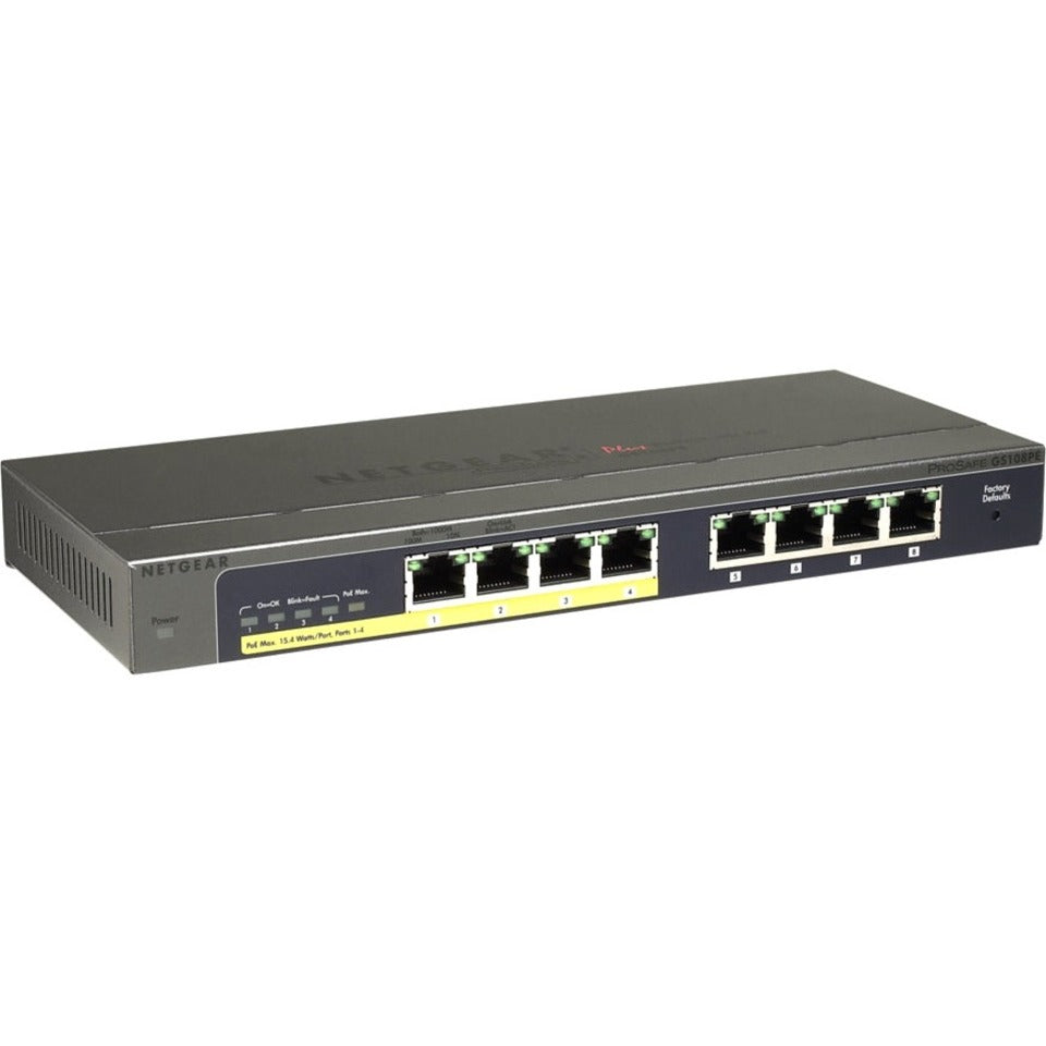 Netgear 10 100 1000 8 Port Switch with 4 PoE Ports 53W (GS108PE)