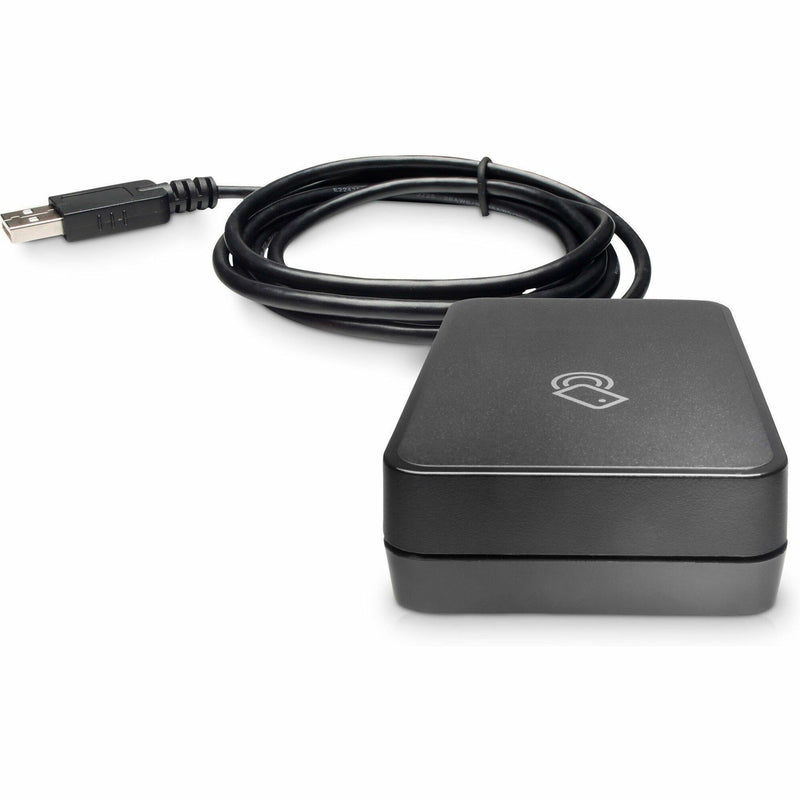 Side angle view of HP Jetdirect 3100w wireless accessory showing USB connection and device profile