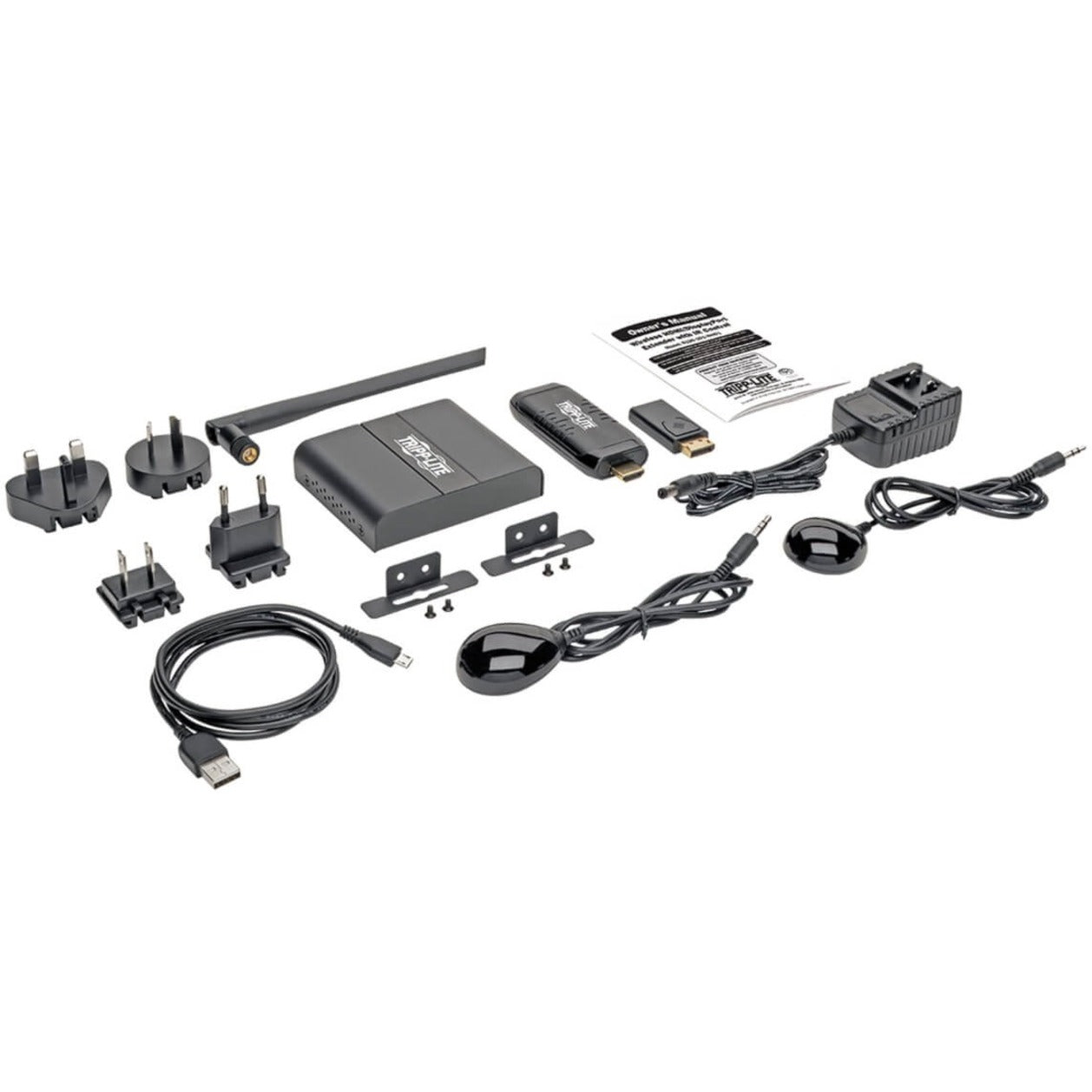 Complete contents of Tripp Lite wireless HDMI extender kit including accessories and mounting hardware-alternate-image4