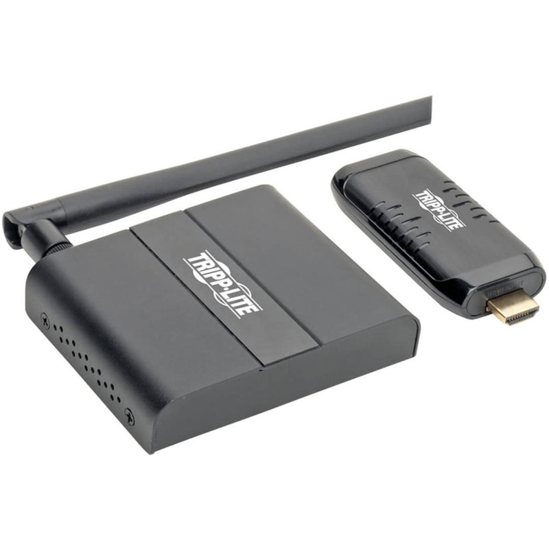 Angled view of Tripp Lite wireless HDMI extender system highlighting design features