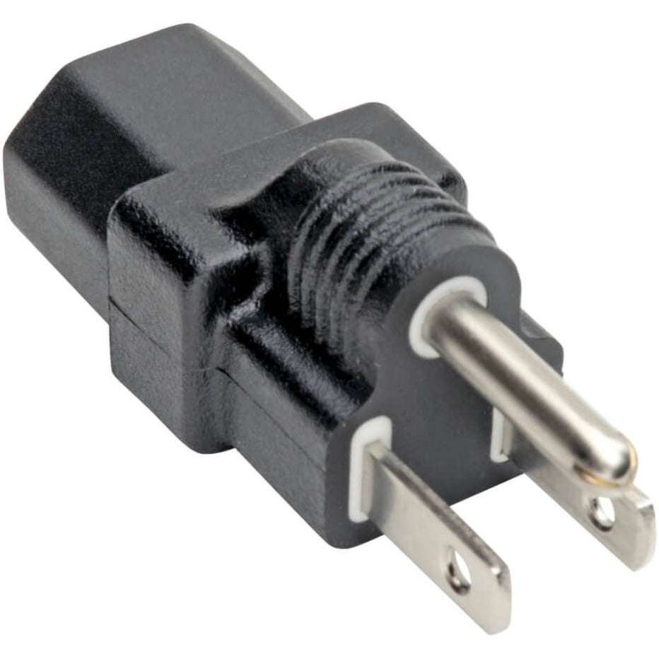 Close-up view of NEMA 5-15P connector end of Tripp Lite power adapter showing three-prong design-alternate-image1