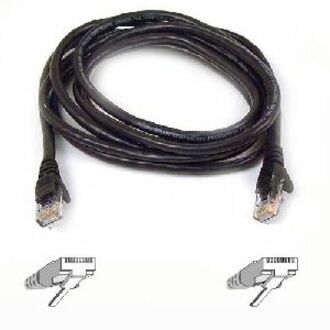 75-foot black Belkin Cat6 network cable with RJ45 connectors and snagless boots on both ends-alternate-image1