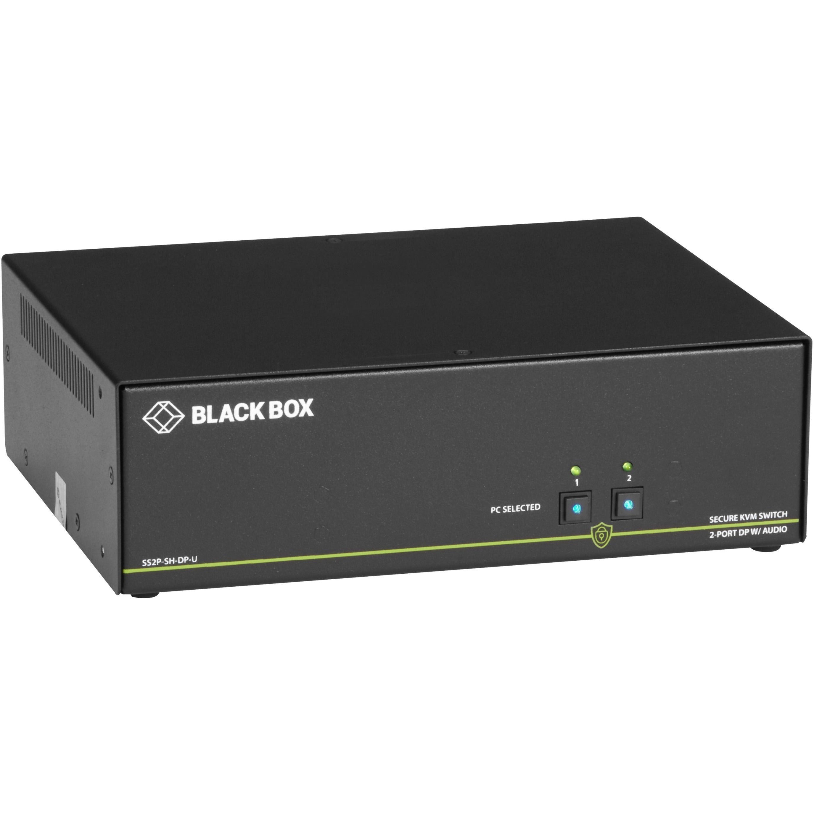 Black Box NIAP 3.0 Secure 2-Port Single-Head DisplayPort KVM Switch, 4K UHD 3840x2160, Desktop Form Factor, USB Support, TAA Compliant - SS2P-SH-DP-U (3 Year Warranty)