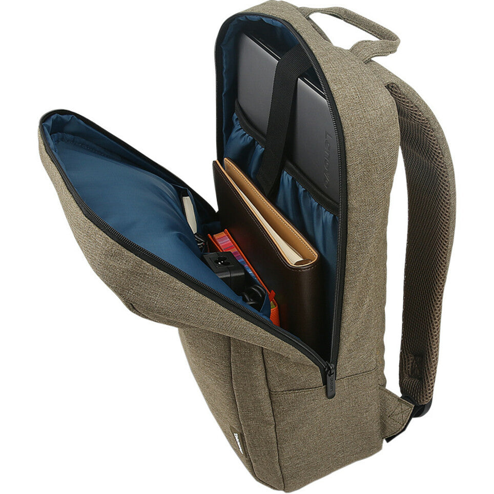 Interior view of Lenovo B210 backpack showing laptop compartment and organization pockets-alternate-image5