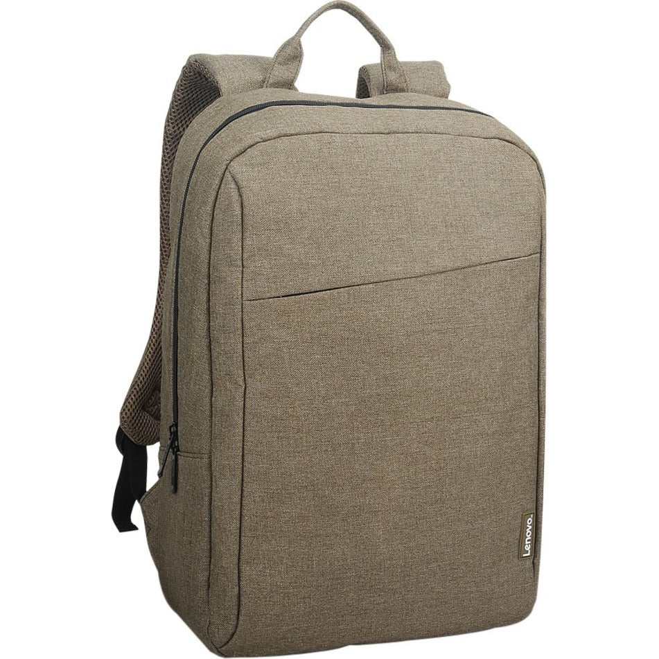 Three-quarter view of Lenovo B210 backpack showing padded mesh shoulder straps and side profile-alternate-image2