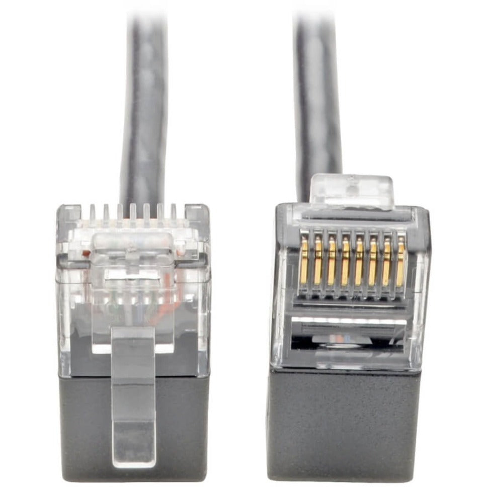 Close-up view of Cat6 cable RJ45 connectors showing gold-plated pins and transparent housing-alternate-image1