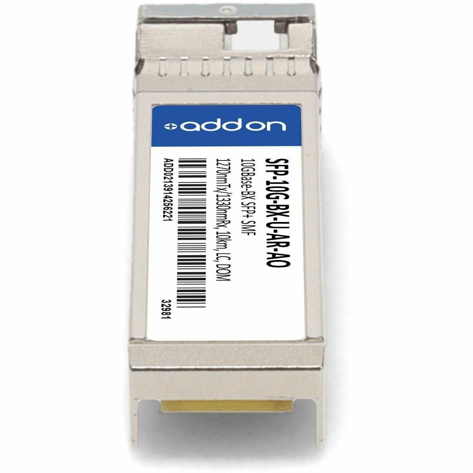 Adicionar Transceptor 10GBase-BX Compatível TAA SFP-10G-BX-U-AR-AO 10 km Fibra Monomodo Conector LC.