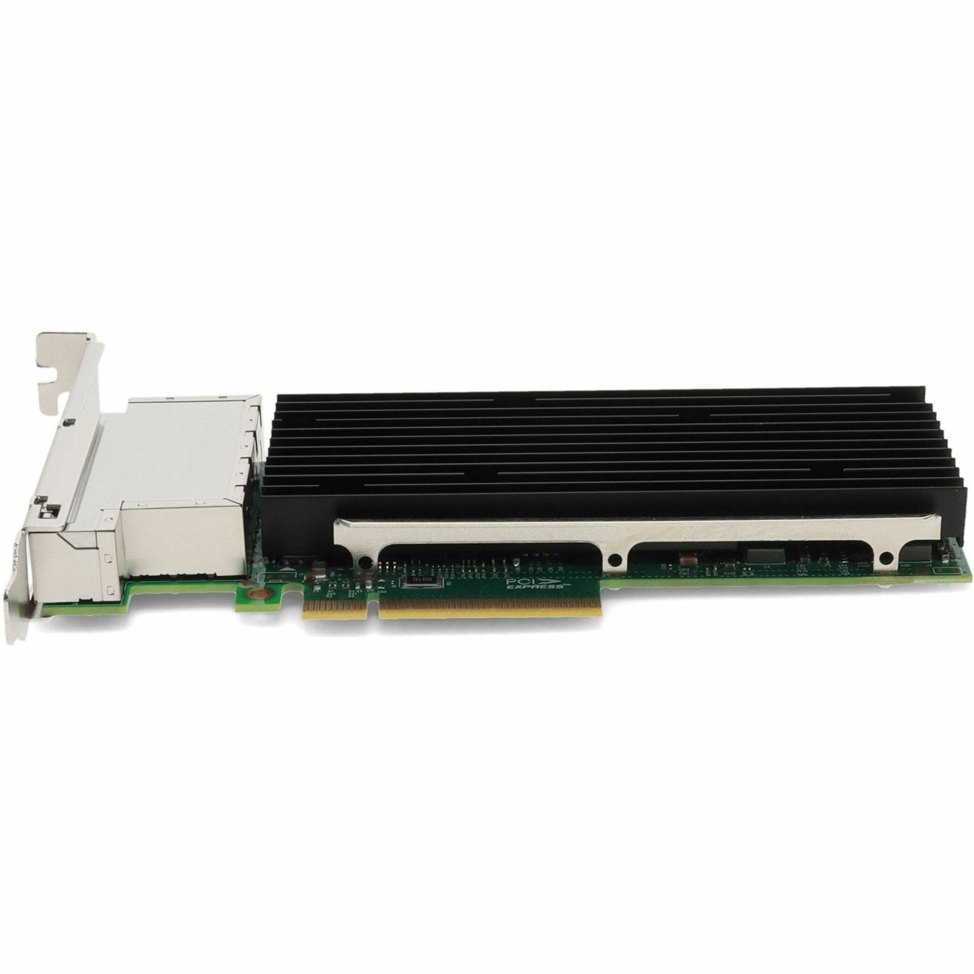 Side profile of the network card highlighting the extensive heatsink design-alternate-image2