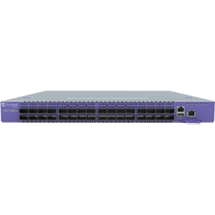Extreme Networks VSP 7400, 32 x 100Gbps QSFP28 ports, 8-core CPU, 16GB RAM, 128GB SSD, 4-post rack mount kit No PSU No Fans (VSP7400-32C)