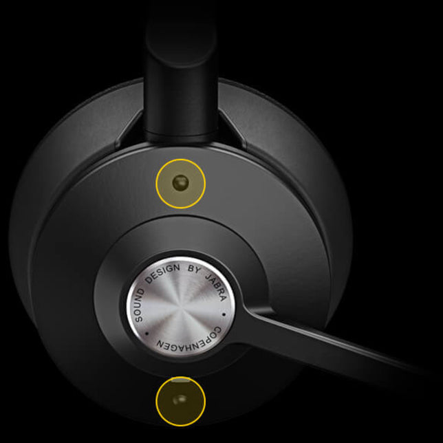 Detailed view of Jabra Engage 75 audio controls and LED indicators-alternate-image9