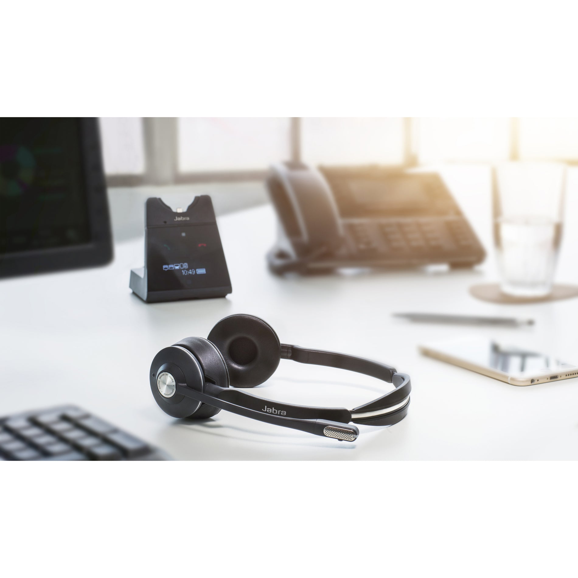 Jabra Engage 75 Wireless Stereo Headset, Bluetooth/DECT, Over-the-head Binaural Design, 492ft Range, Advanced Noise-Cancelling Mic, TAA Compliant - GSA9559-583-125 (1 Year Warranty)