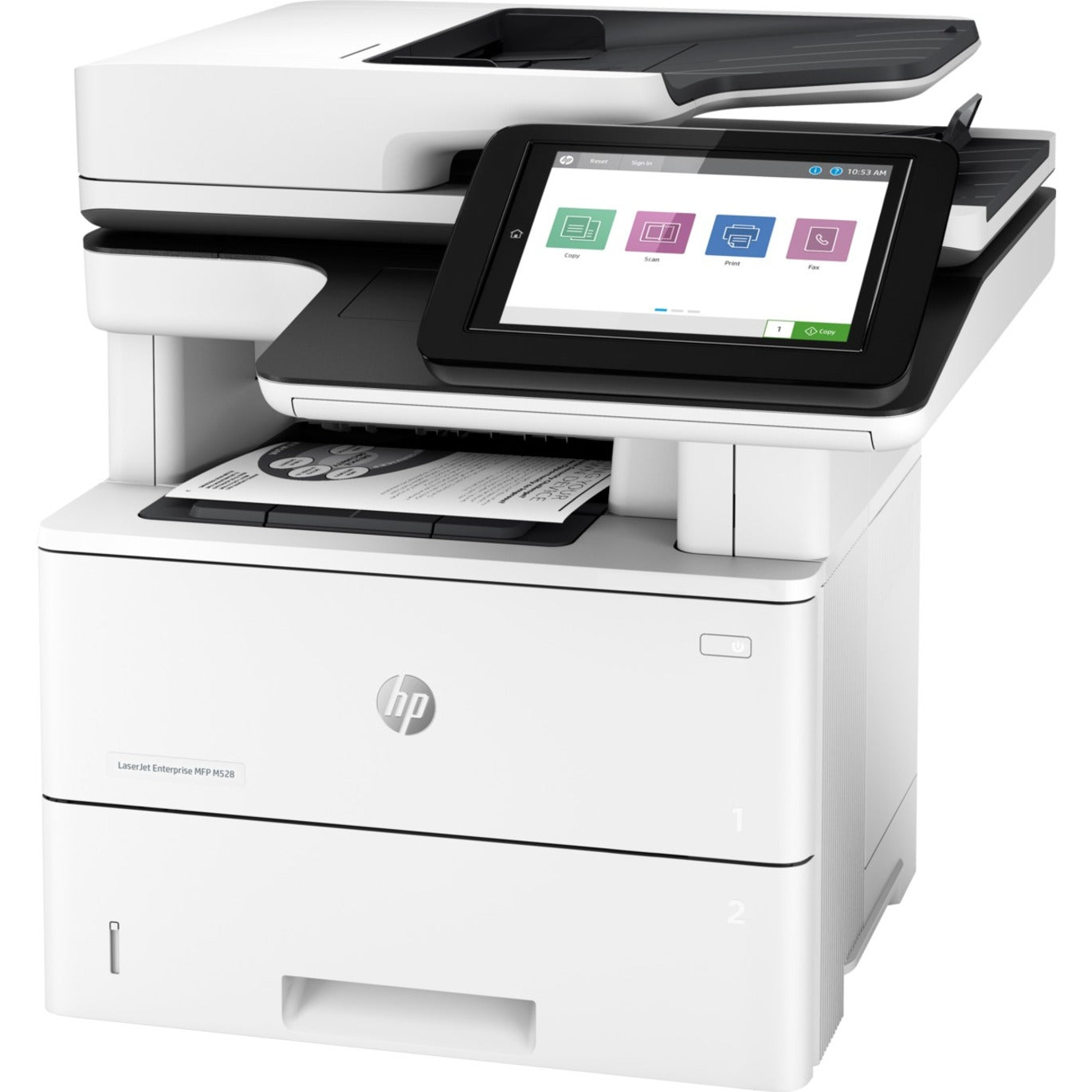 Imprimante multifonction laser monochrome HP LaserJet M528 M528dn - Copieur / Scanner - 43 ppm impression monochrome - 1200x1200 impression - Impression recto verso automatique - 150000 pages mensuelles - 650 feuilles d'alimentation - Scanner couleur