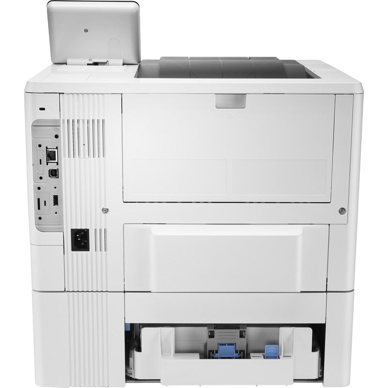 Rear view of HP LaserJet M507x showing connectivity ports and interfaces