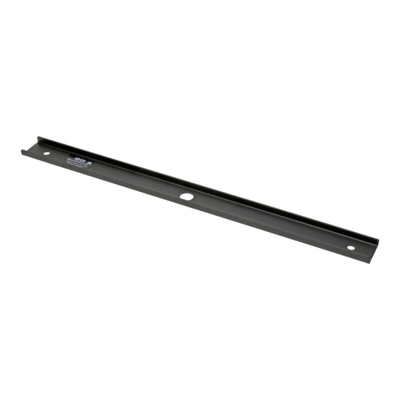 Black steel center support bracket with mounting holes for 18-inch cable ladder installation