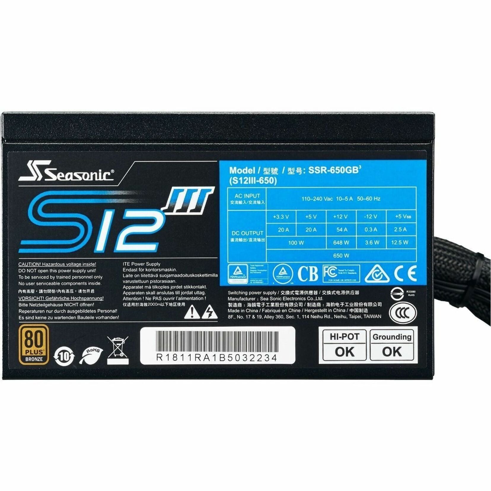 Seasonic S12III 650W Power Supply (SSR-650GB3)