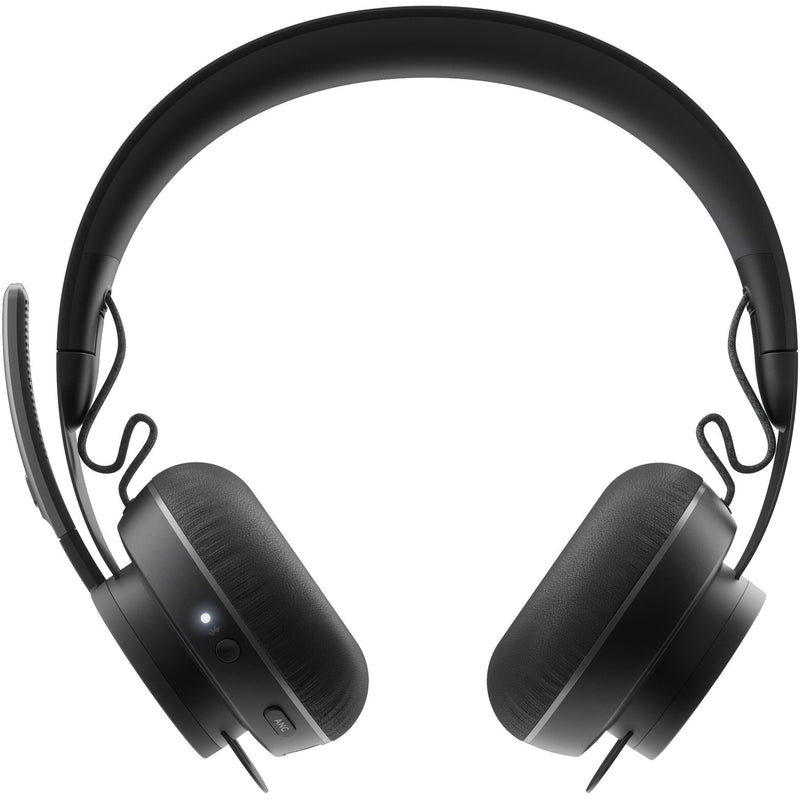 Alternate angle of Logitech Zone Wireless headset highlighting the cushioned headband and ear cup design