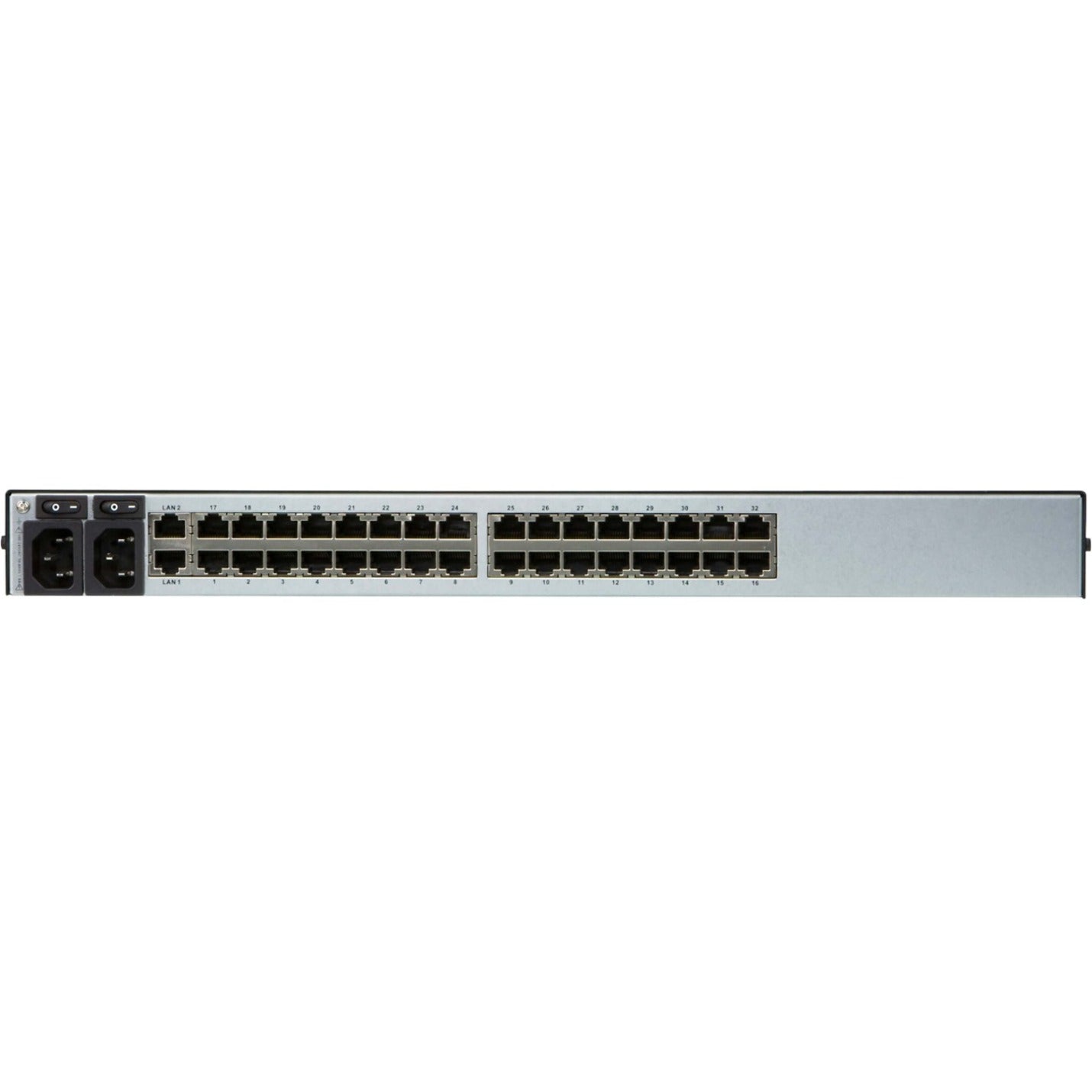 Rear view of ATEN SN0132CO displaying 32 serial ports and dual power supplies-alternate-image3