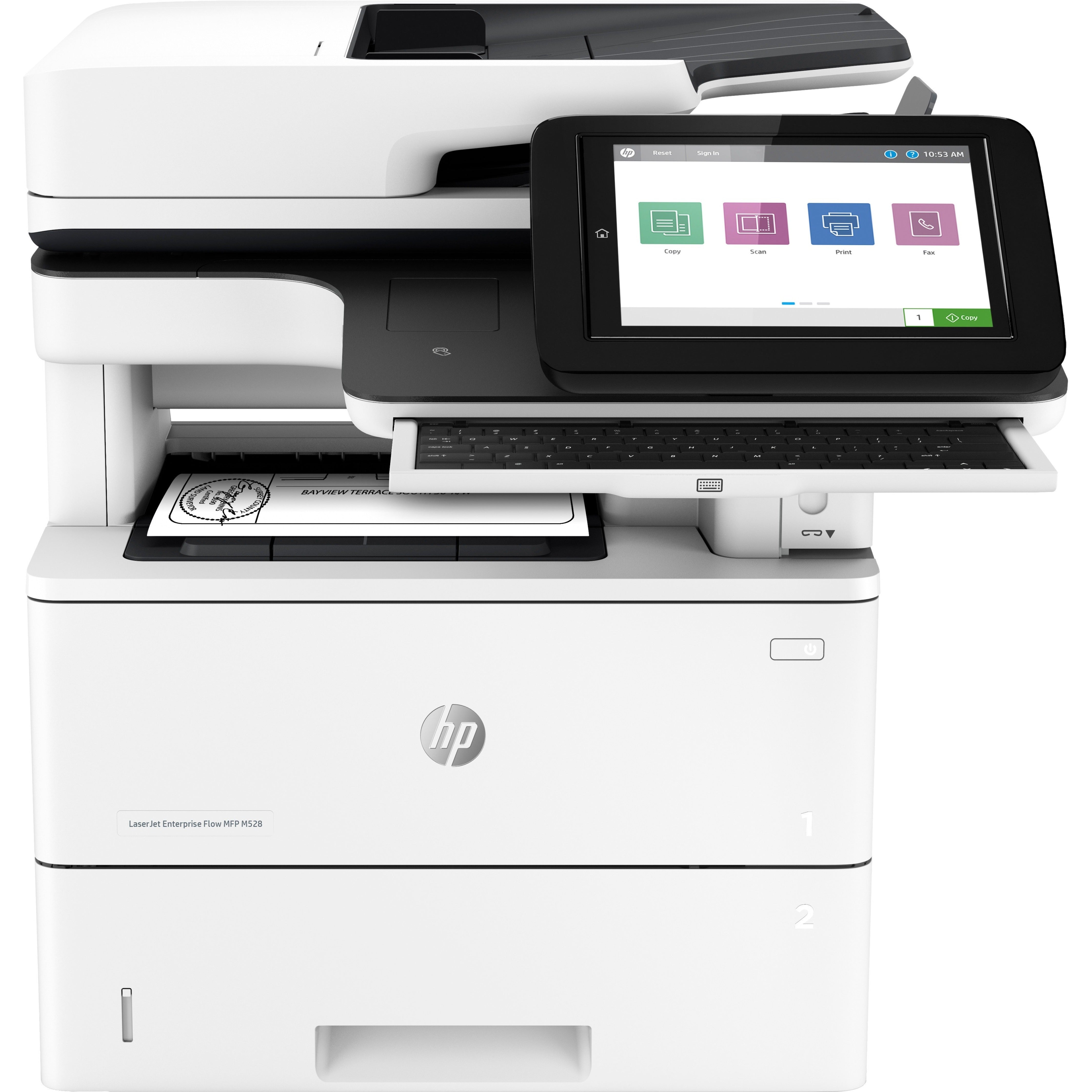 HP LaserJet Enterprise Flow MFP M528c Laser Multifunction Printer, 45ppm Monochrome, 1200dpi, Automatic Duplex, 8 Touchscreen, Gigabit Ethernet, 100-Sheet ADF - 1PV66A#201 (1 Year Warranty)