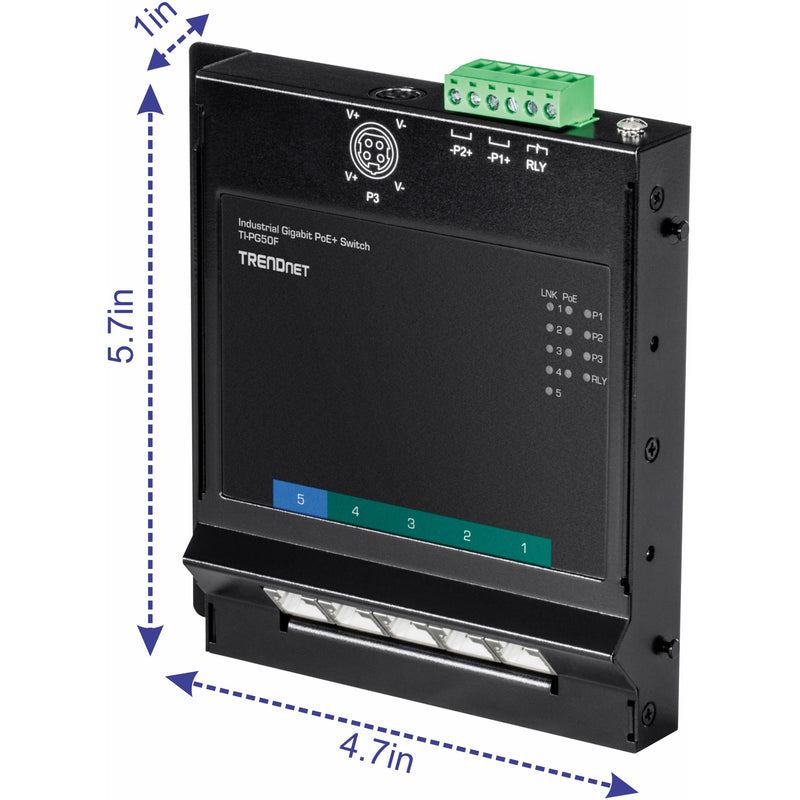 Dimensional view of TI-PG50F switch