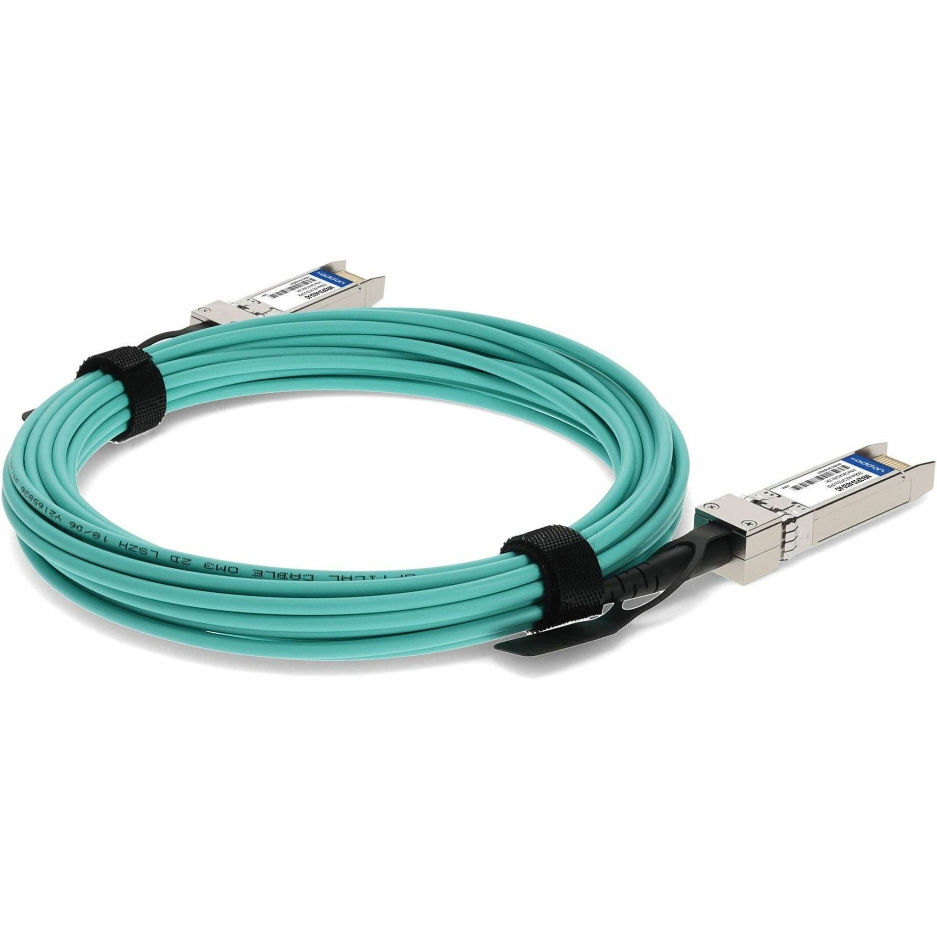 Angled view of full-length AddOn SFP28 active optical cable-alternate-image4