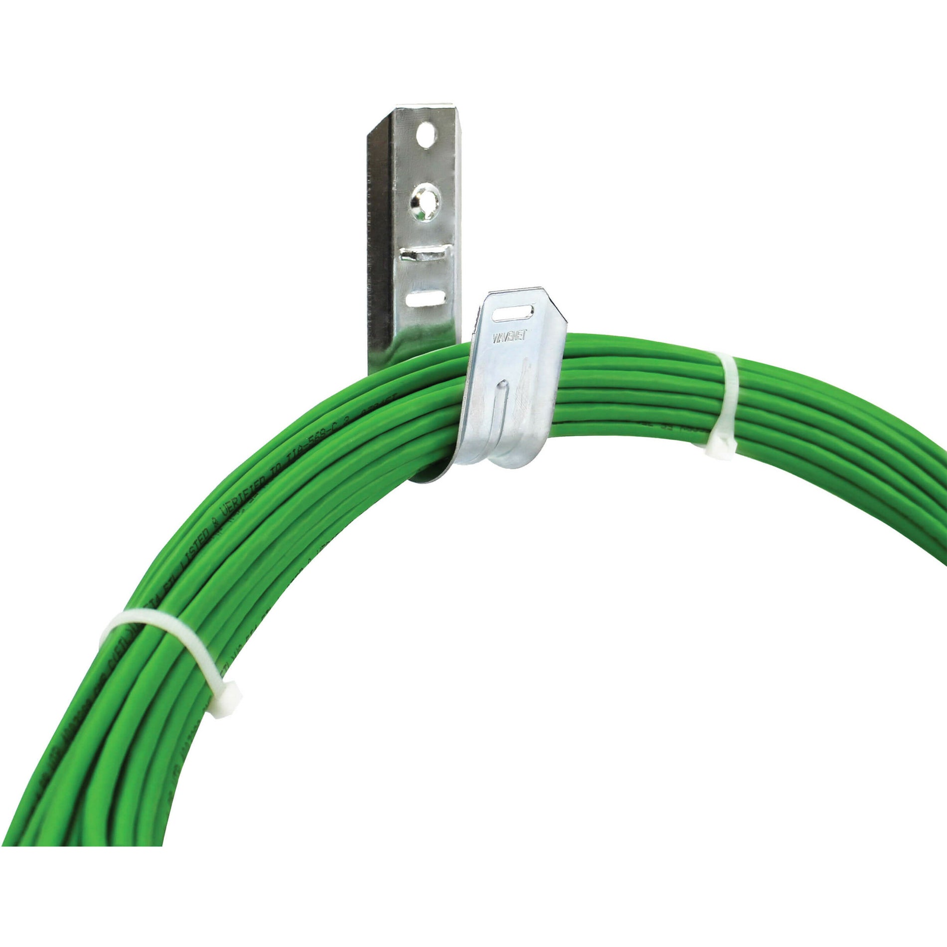 J-hook installed with green network cables showing practical usage-alternate-image5