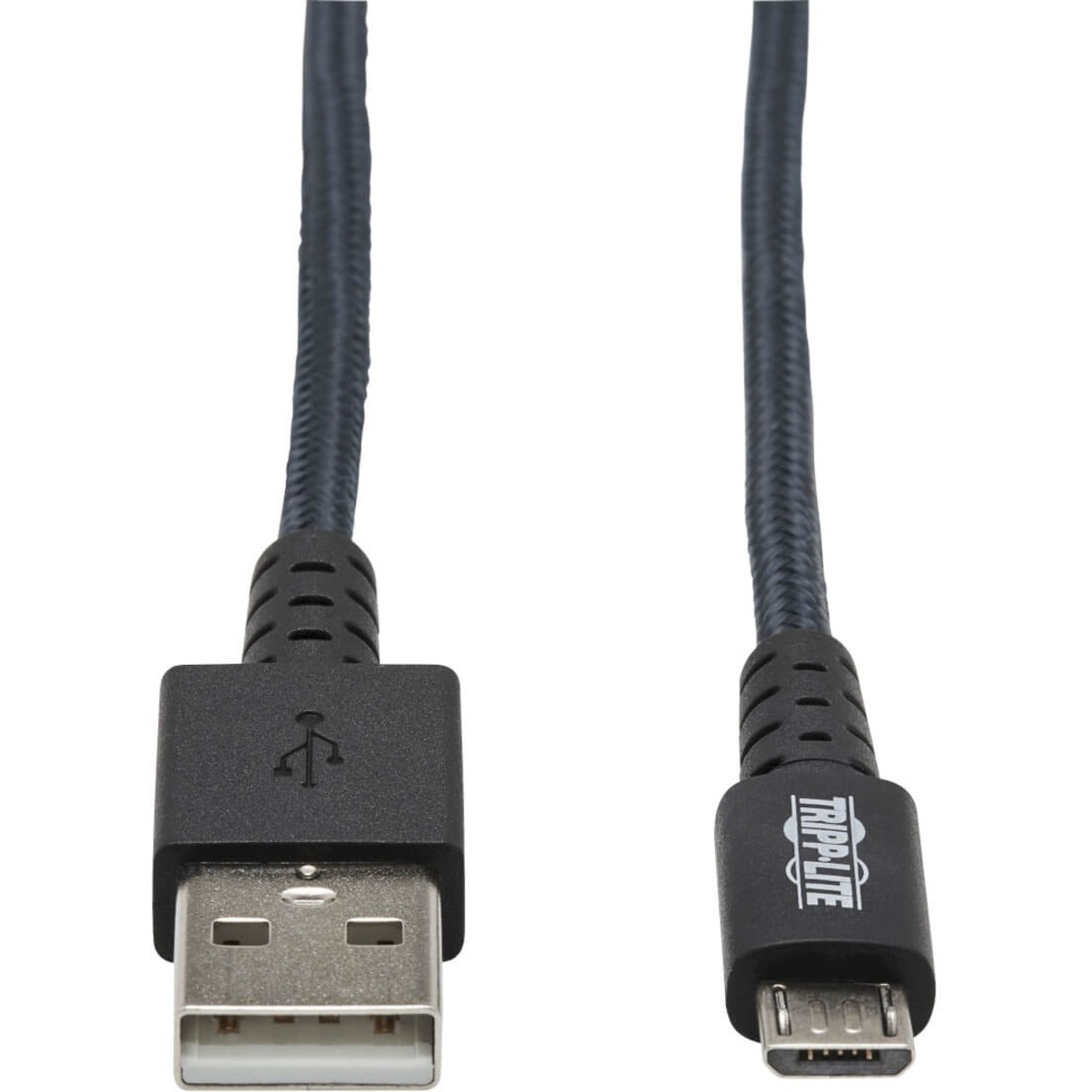 Close-up view of USB-A and Micro-USB connectors with braided cable and strain relief-alternate-image1