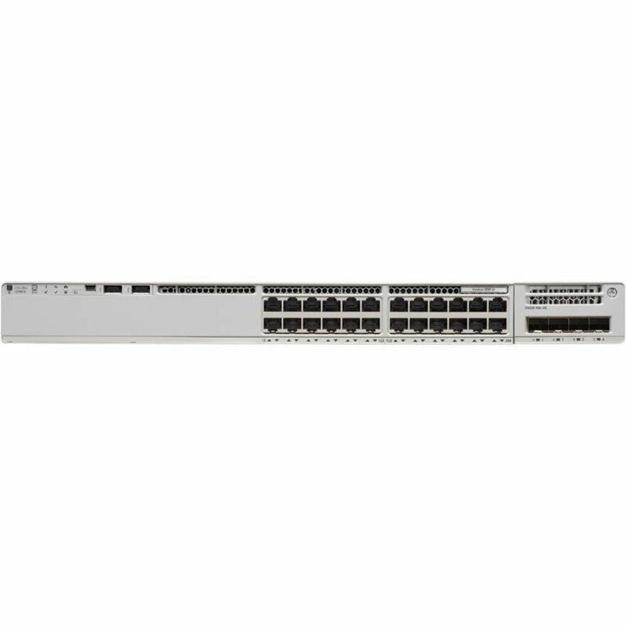 Cisco Catalyst 9200 Series 24-Port Gigabit Ethernet Network Switch, Layer 3, Modular Uplinks, PoE+ Ready, Stackable 160Gbps, Enterprise-Grade Security, Gray - C9200-24T-1E (Lifetime Warranty)