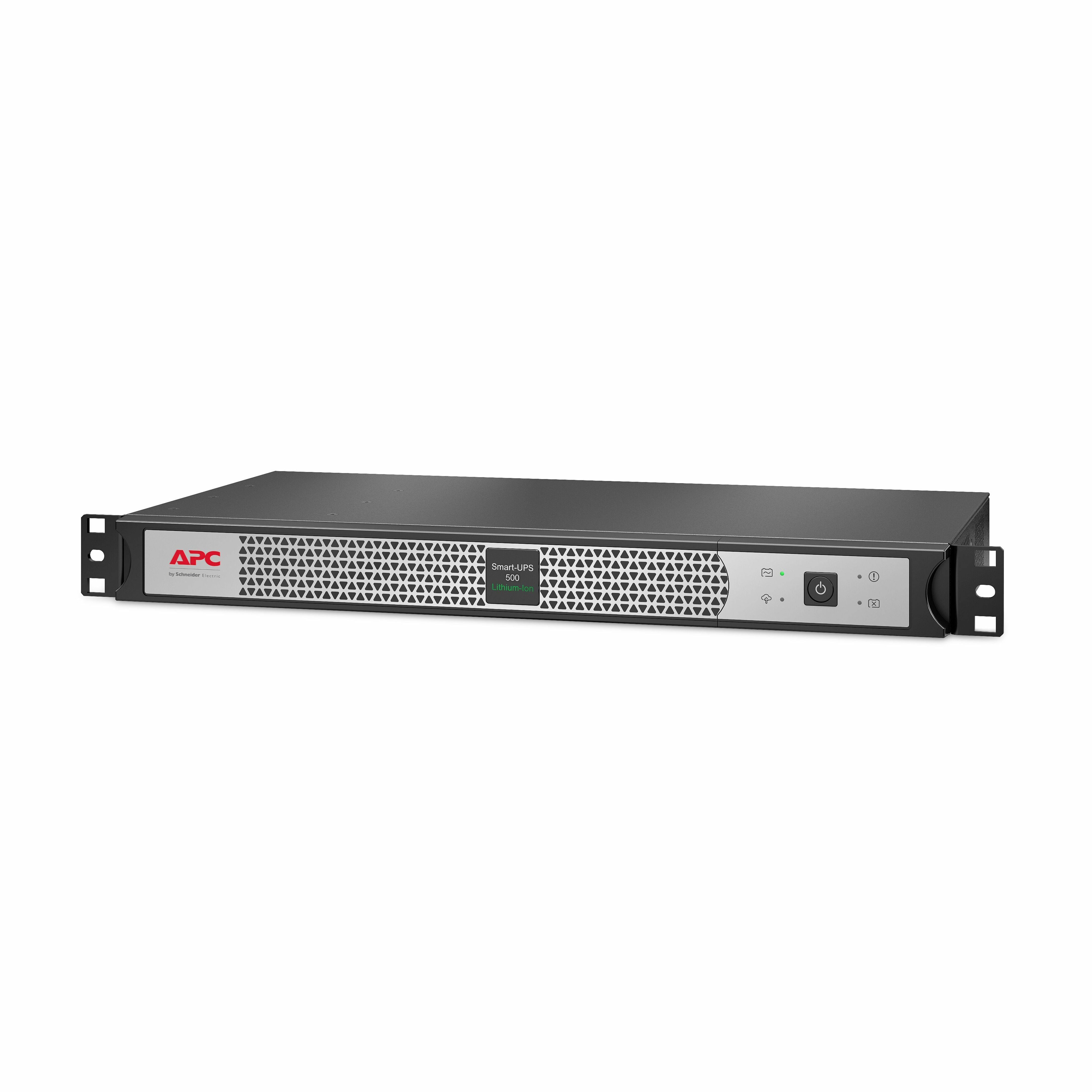 APC Smart-UPS, Line Interactive, 500VA, Lithium-ion, Rackmount 1U, 120V, 4x NEMA 5-15R outlets, SmartConnect Port, Short Depth (SCL500RM1UC)