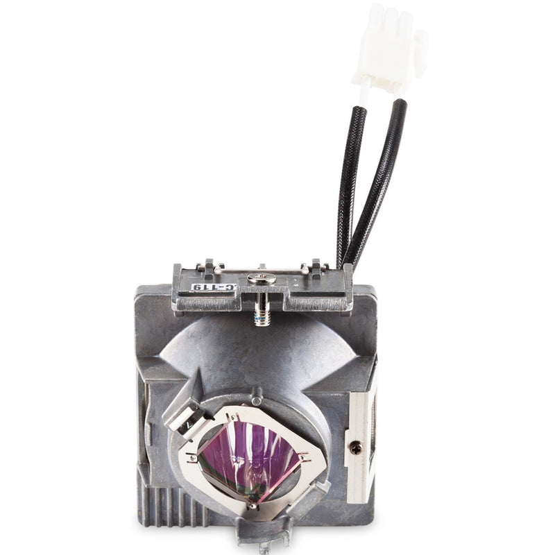 Front view of ViewSonic RLC-119 projector lamp module showing metal housing and purple-tinted bulb assembly