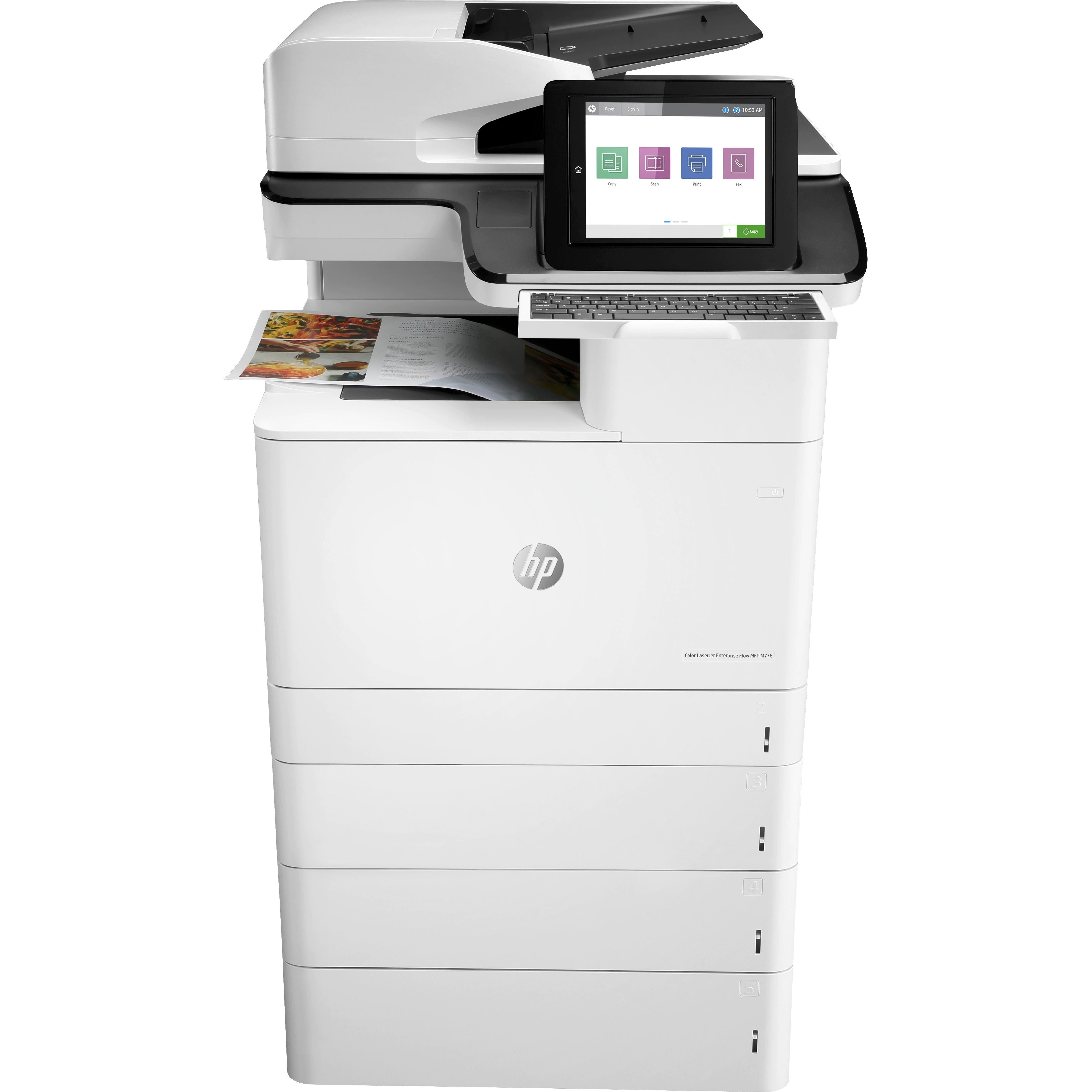 HP LaserJet Enterprise M776z Color Laser Multifunction Printer, 46ppm, Wireless, 9 Touchscreen, 200-Sheet ADF, 2300-Sheet Capacity, Automatic Duplex, Secure Printing - 3WT91A#BGJ (1 Year Warranty)