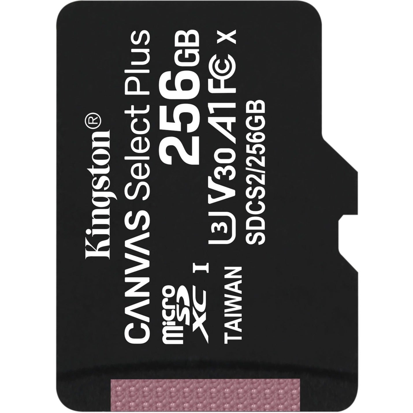 Kingston Canvas Select Plus 256GB microSDXC card front view showing specifications and branding-alternate-image1