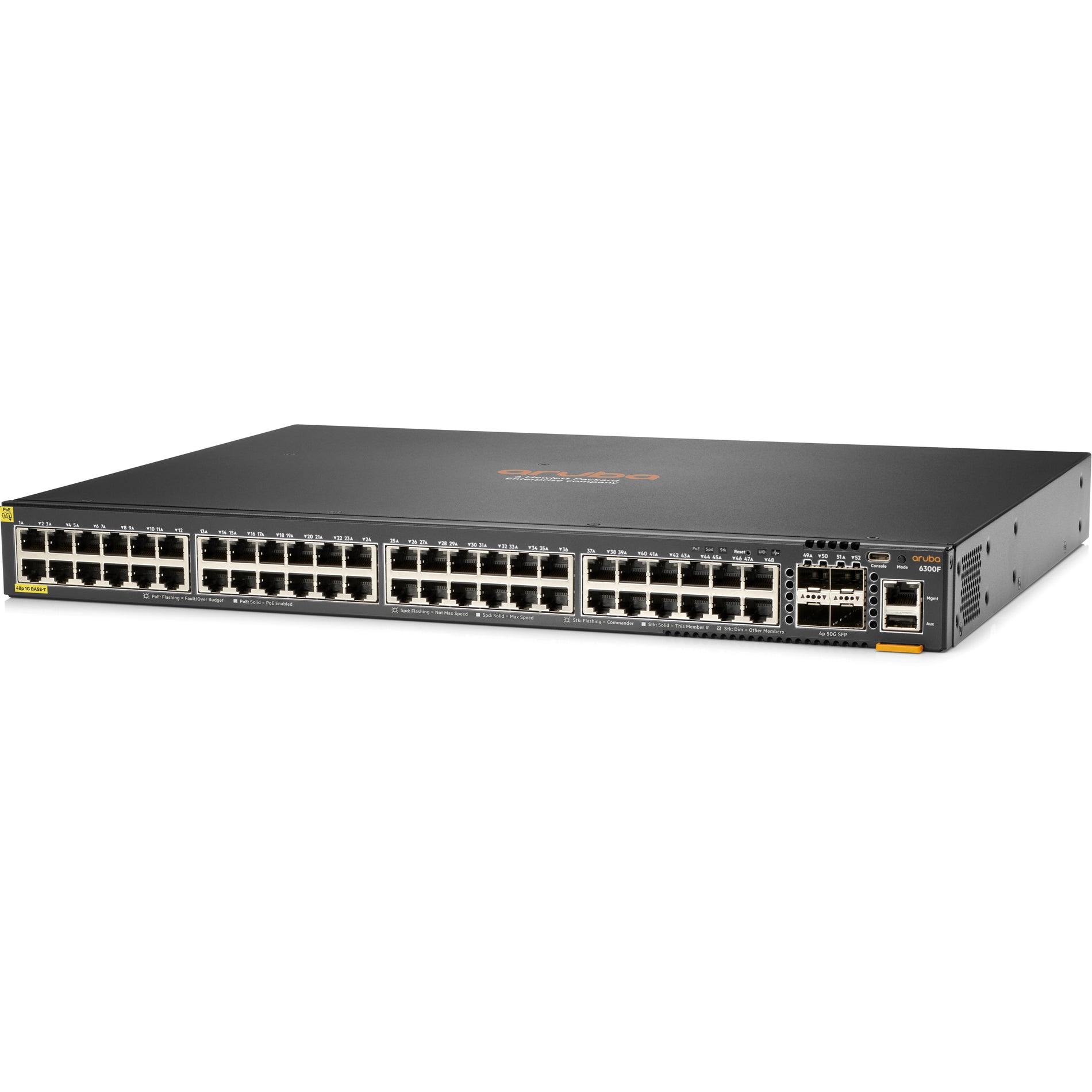 Conmutador Aruba 6300F de 48 puertos 1GbE Clase 4 PoE y 4 puertos SFP56 (JL665A)