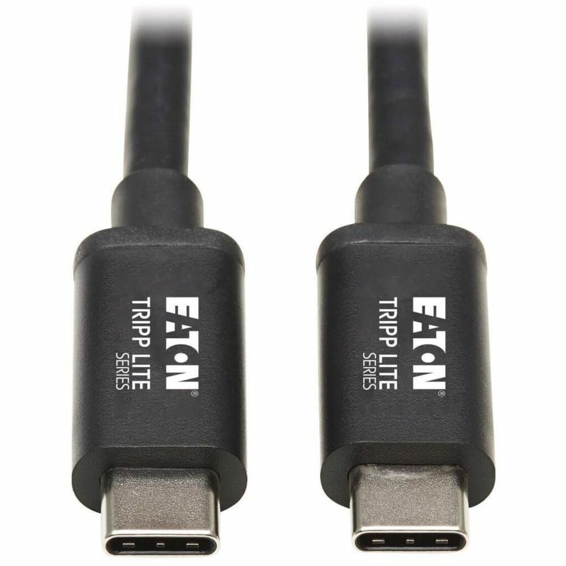 Close-up view of Tripp Lite Thunderbolt 3 cable connectors showing USB-C ends with Eaton branding-alternate-image1