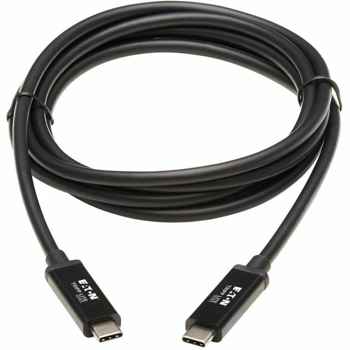 Full-length view of coiled Thunderbolt 3 cable showing both connectors-alternate-image3