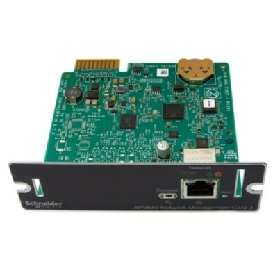 Angled view of APC AP9640 Management Card highlighting network interface and security features