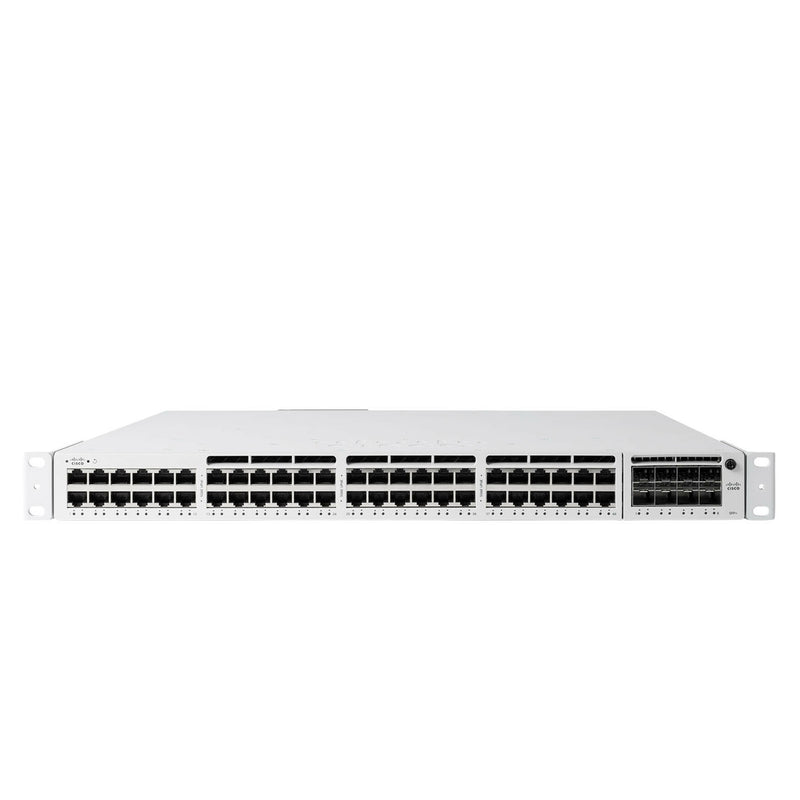 Alternative angle of Meraki MS390-48U-HW enterprise switch highlighting port layout and modular design