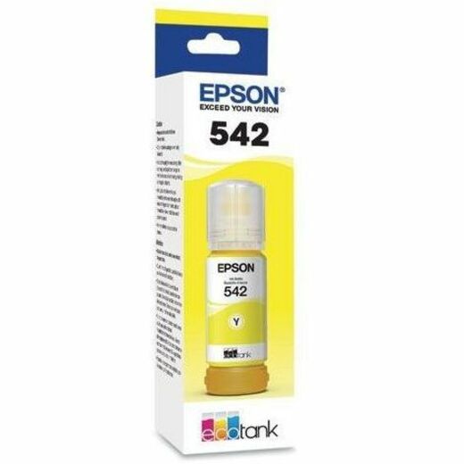 Epson T542420-S EcoTank yellow ink refill bottle in retail packaging showing EcoTank branding-alternate-image1