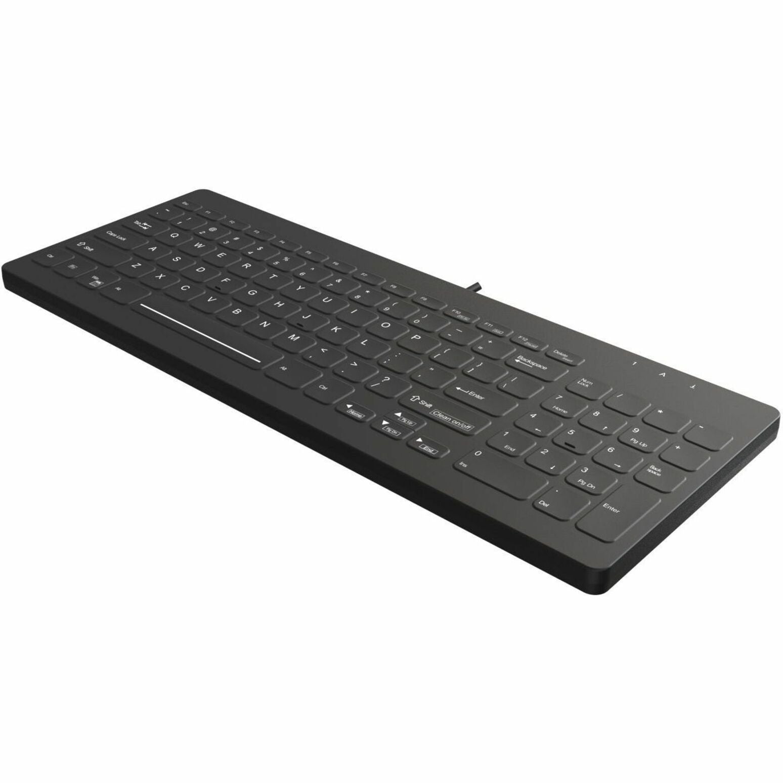 TG3 medical keyboard with low-profile black keys shown from angled perspective-alternate-image1